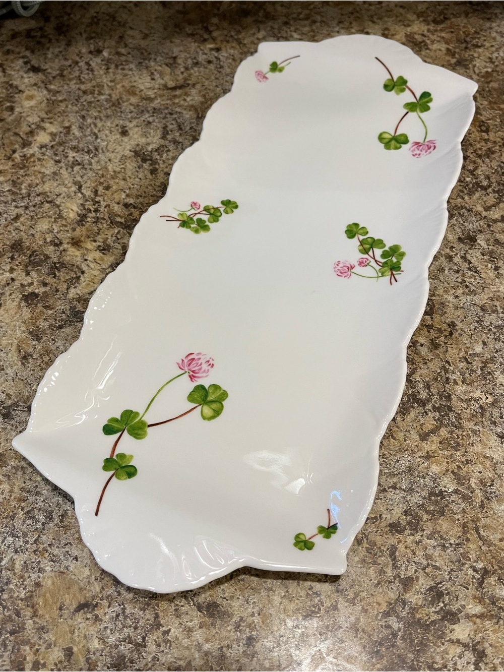 Fine China Clover & Pink Serving Platter